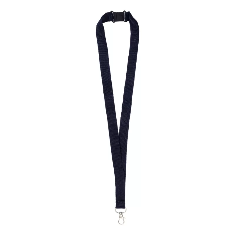 RPET lanyard tmavě modrá — reklamní předmět s vlastním potiskem RPET lanyard tmavě modrá s potiskem loga