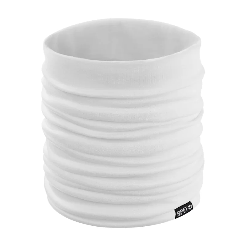 RPET multifunkční šátek bílá s potiskem loga