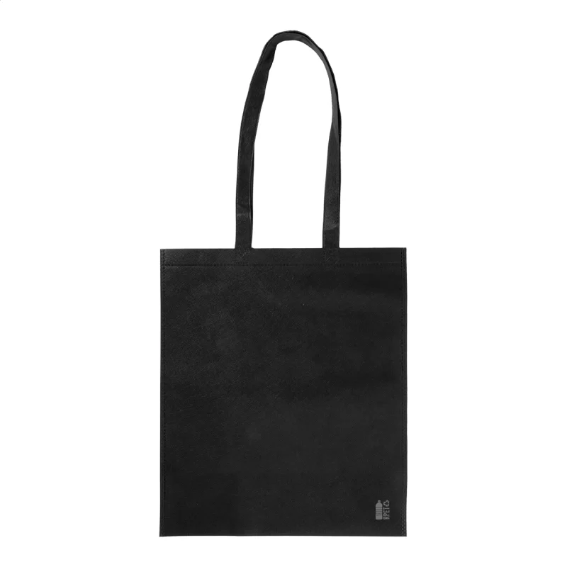RPET nákupní taška černá — reklamní předmět s vlastním potiskem RPET nákupní taška černá s potiskem loga