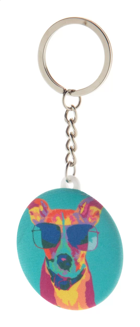 RPET placka přívěšek na klíče bílá — reklamní předmět s vlastním potiskem RPET placka přívěšek na klíče bílá s potiskem loga