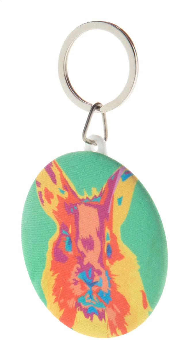 RPET placka přívěšek na klíče bílá — reklamní předmět s vlastním potiskem RPET placka přívěšek na klíče bílá s potiskem loga