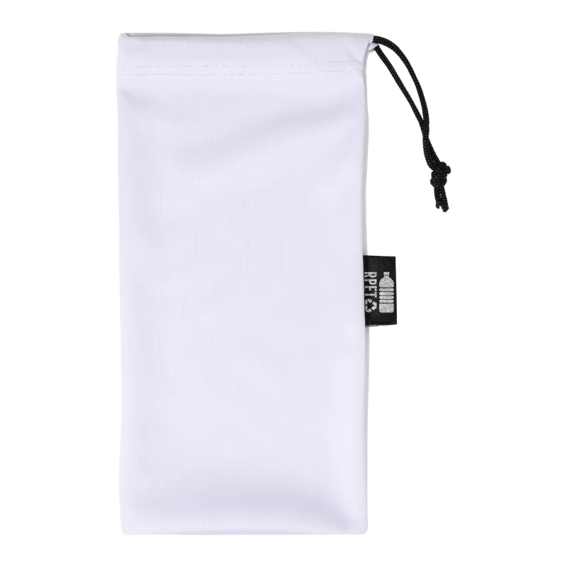 RPET pouzdro na sluneční brýle bílá s potiskem loga