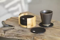 RPET sada podtácků černá s potiskem loga - foto 3