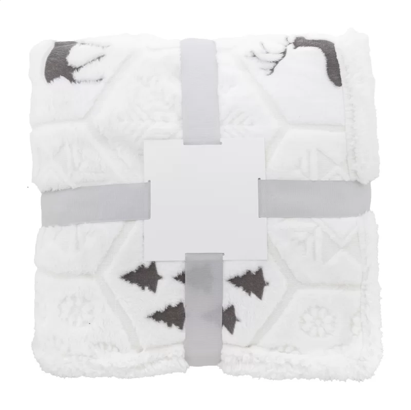 RPET vánoční deka šedá — reklamní předmět s vlastním potiskem RPET vánoční deka šedá s potiskem loga