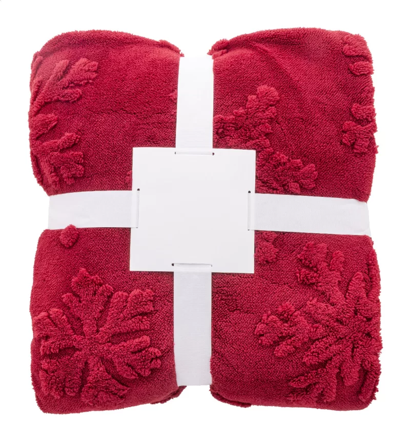 RPET vánoční deka vínová — reklamní předmět s vlastním potiskem RPET vánoční deka vínová s potiskem loga