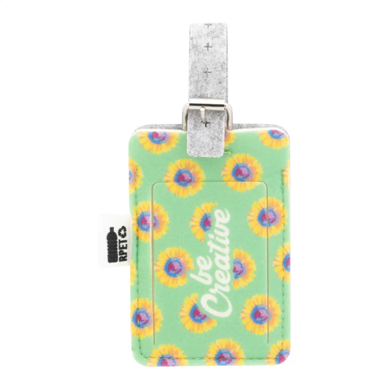 RPET visačka na zakázku na zavazadla bílá s potiskem loga