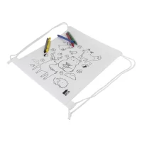 Sáček na šňůrky RPET na vybarvování, zvířata bílá s potiskem loga - foto 2