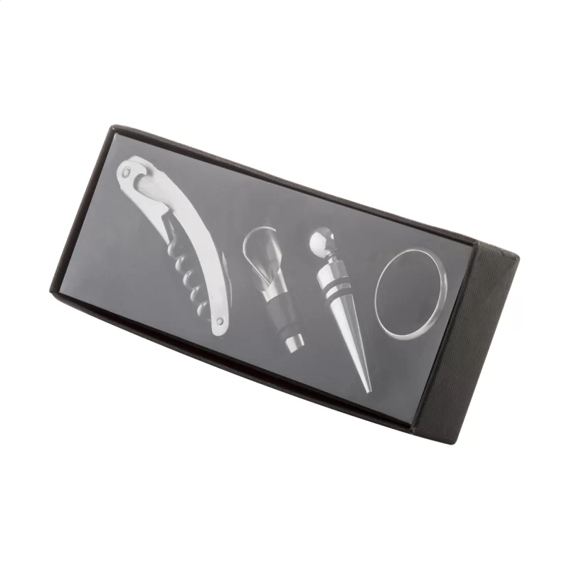 sada na víno stříbrná s potiskem loga