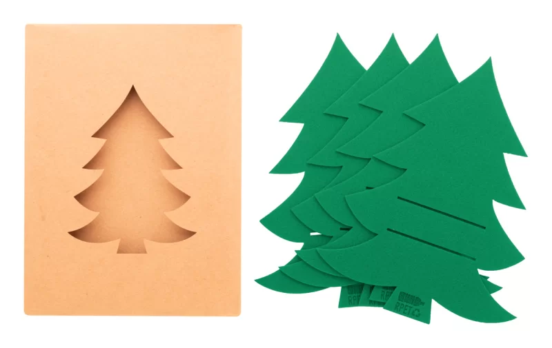 sada vánočních držáků na příbory RPET zelená s potiskem loga