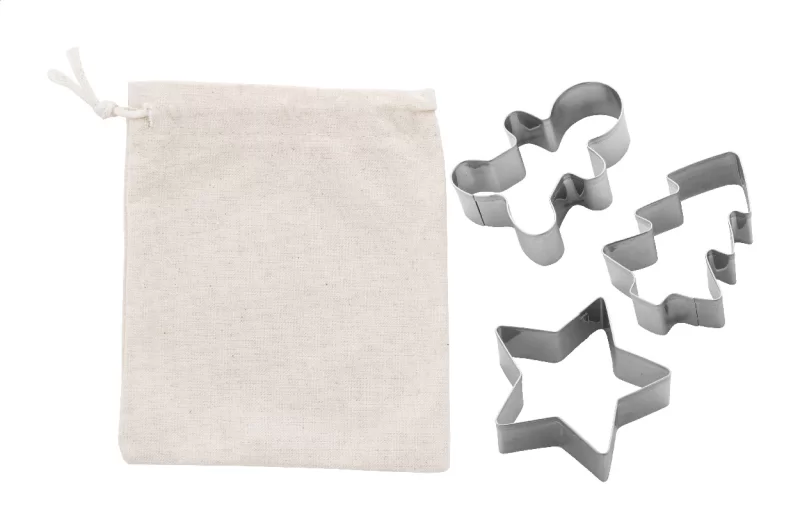 sada vánočních vykrajovátek na sušenky stříbrná s potiskem loga