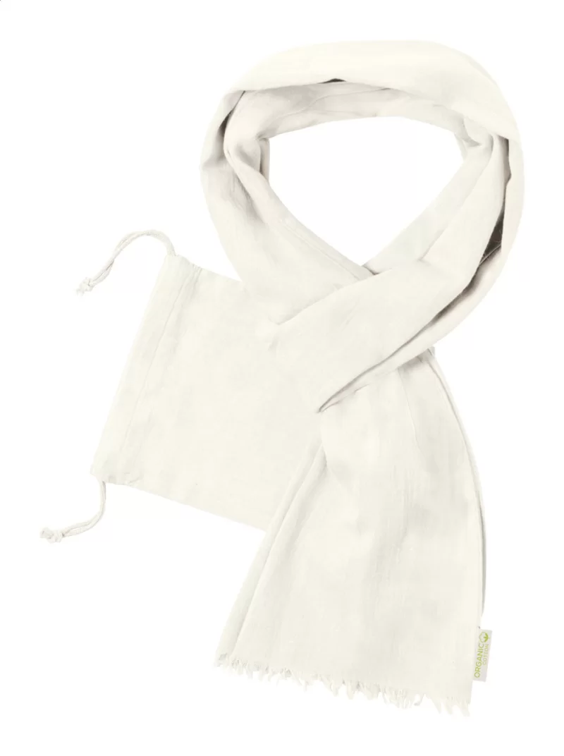 šátek z organické bavlny přírodní s potiskem loga