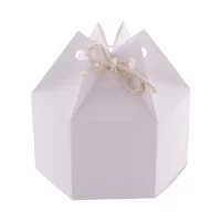 šestihranná dárková krabička bílá s potiskem loga - foto 2