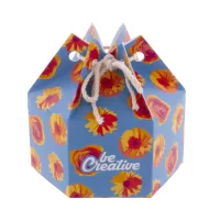 šestihranná dárková krabička bílá s potiskem loga