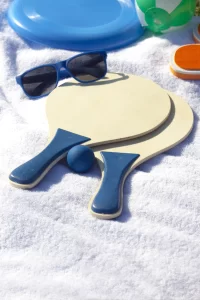 set na plážový tenis modrá s potiskem loga - foto 3