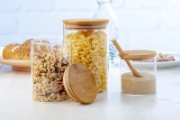 skleněná dóza na koření průhledná s potiskem loga - foto 3