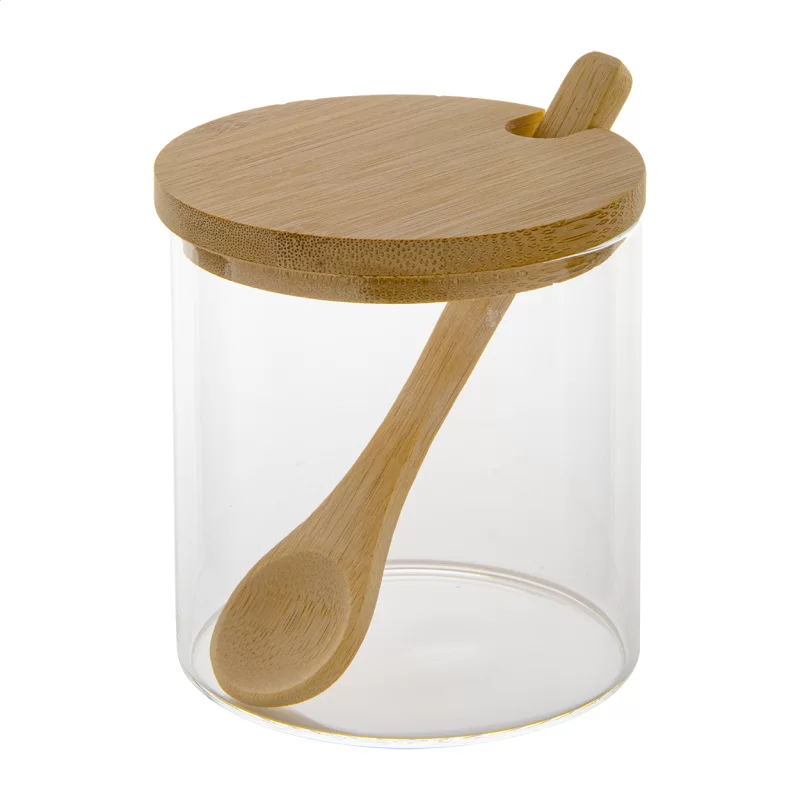 skleněná dóza na koření průhledná — reklamní předmět s vlastním potiskem skleněná dóza na koření průhledná s potiskem loga