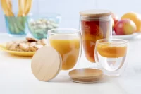 skleněný termohrnek průhledná s potiskem loga - foto 3