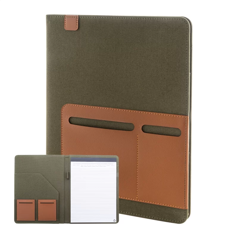 složka na dokumenty z recyklovaného cavas zelená s potiskem loga