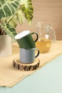 smaltovaný hrnek šedá s potiskem loga - foto 4