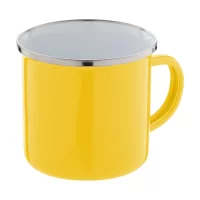 smaltovaný hrnek žlutá s potiskem loga - foto 2