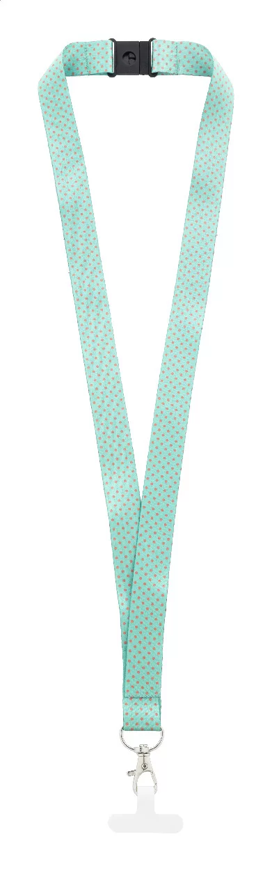 šňůrka s držákem na mobilní telefon RPET na zakázku bílá s potiskem loga