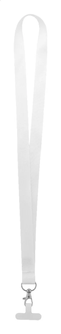 šňůrka s držákem na mobilní telefon RPET na zakázku bílá s potiskem loga - foto 3