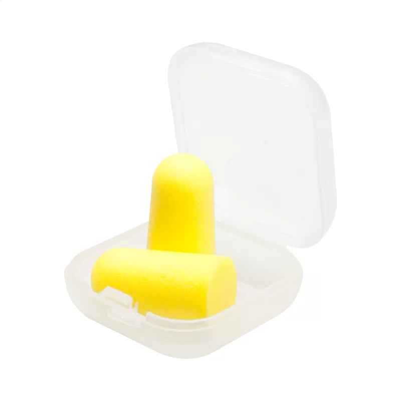 špunty do uší žlutá s potiskem loga