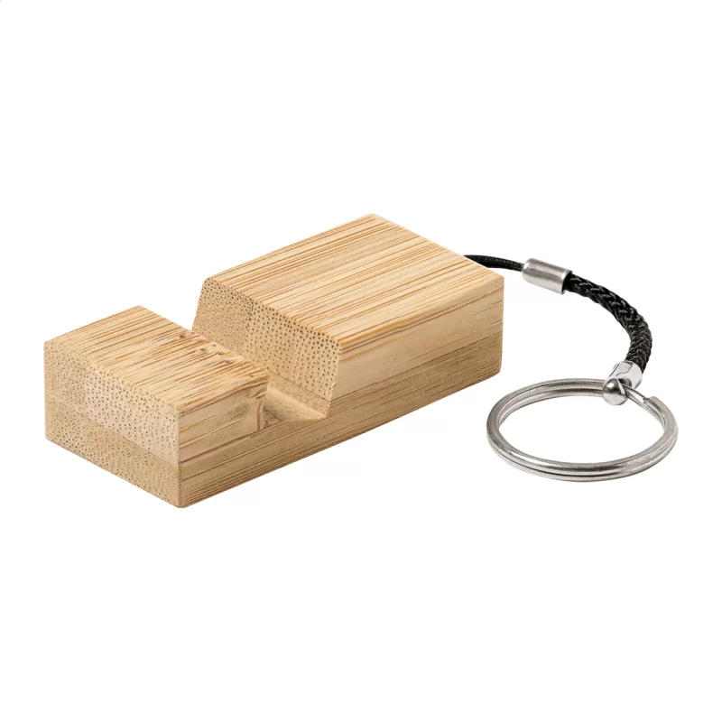 stojánek na mobil s přívěškem na klíče přírodní s potiskem loga