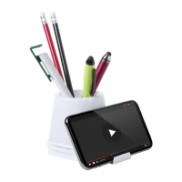 stojánek na pera s USB hubem bílá s potiskem loga - foto 6