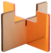 stojánek na svíčku průhledná oranžová s potiskem loga