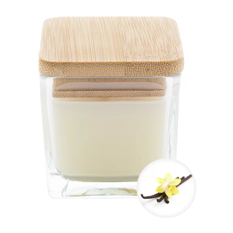 svíčka, vanilka bílá — reklamní předmět s vlastním potiskem svíčka, vanilka bílá s potiskem loga