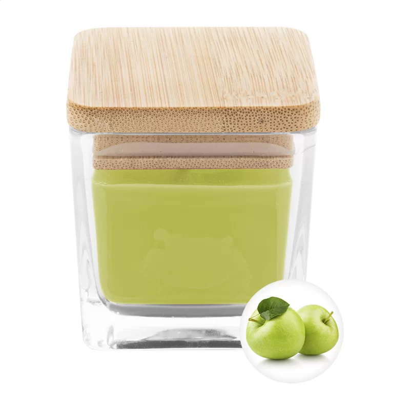 svíčka, zelené jablko zelená s potiskem loga