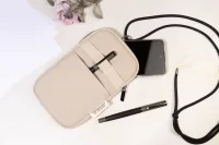 taška přes rameno z recyklovaného plátna na telefon přírodní s potiskem loga - foto 6