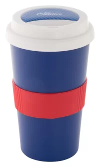 termo hrnek na zakázku, úchop červená s potiskem loga - foto 2