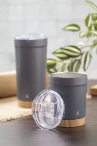 termo hrnek tmavě šedá s potiskem loga - foto 3