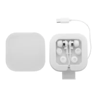 USB-C sluchátka do uší bílá s potiskem loga - foto 3