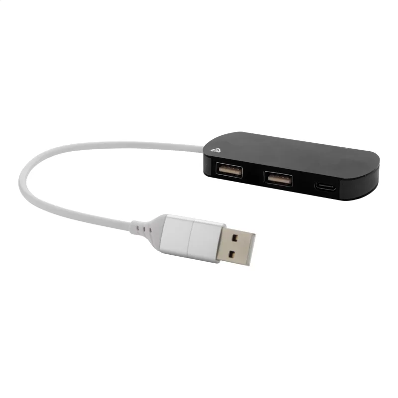 USB hub černá s potiskem loga