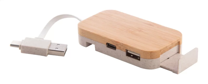 USB hub přírodní — reklamní předmět s vlastním potiskem USB hub přírodní s potiskem loga