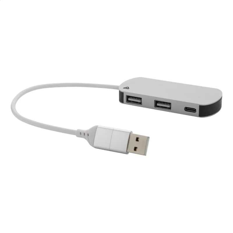 USB hub stříbrná s potiskem loga