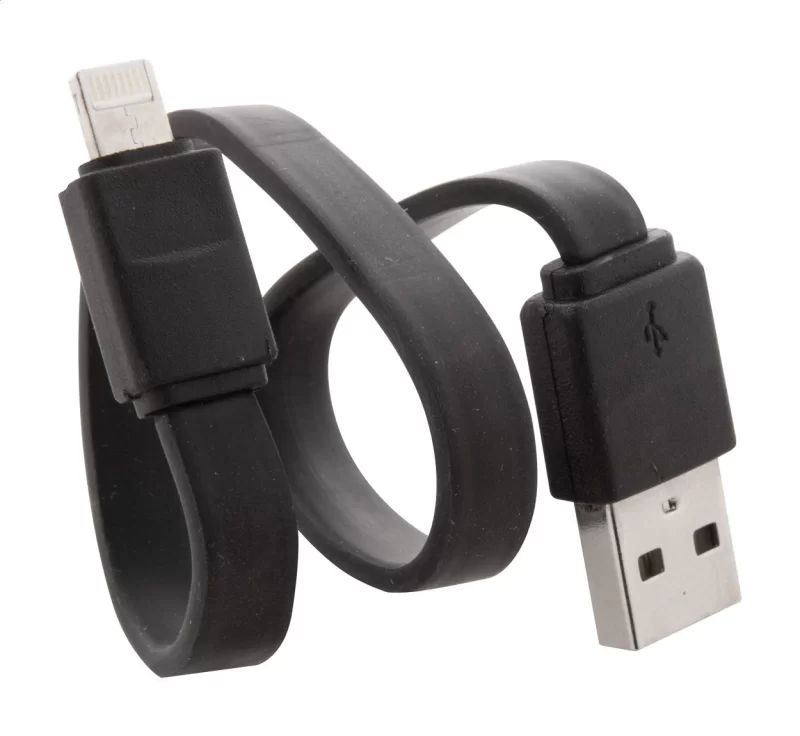 USB nabíjecí kabel černá — reklamní předmět s vlastním potiskem USB nabíjecí kabel černá s potiskem loga
