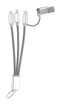 USB nabíjecí kabel s přívěškem na klíče šedá s potiskem loga