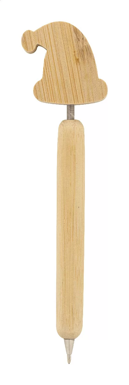 Vánoční kuličkové pero, santovská čepice přírodní s potiskem loga