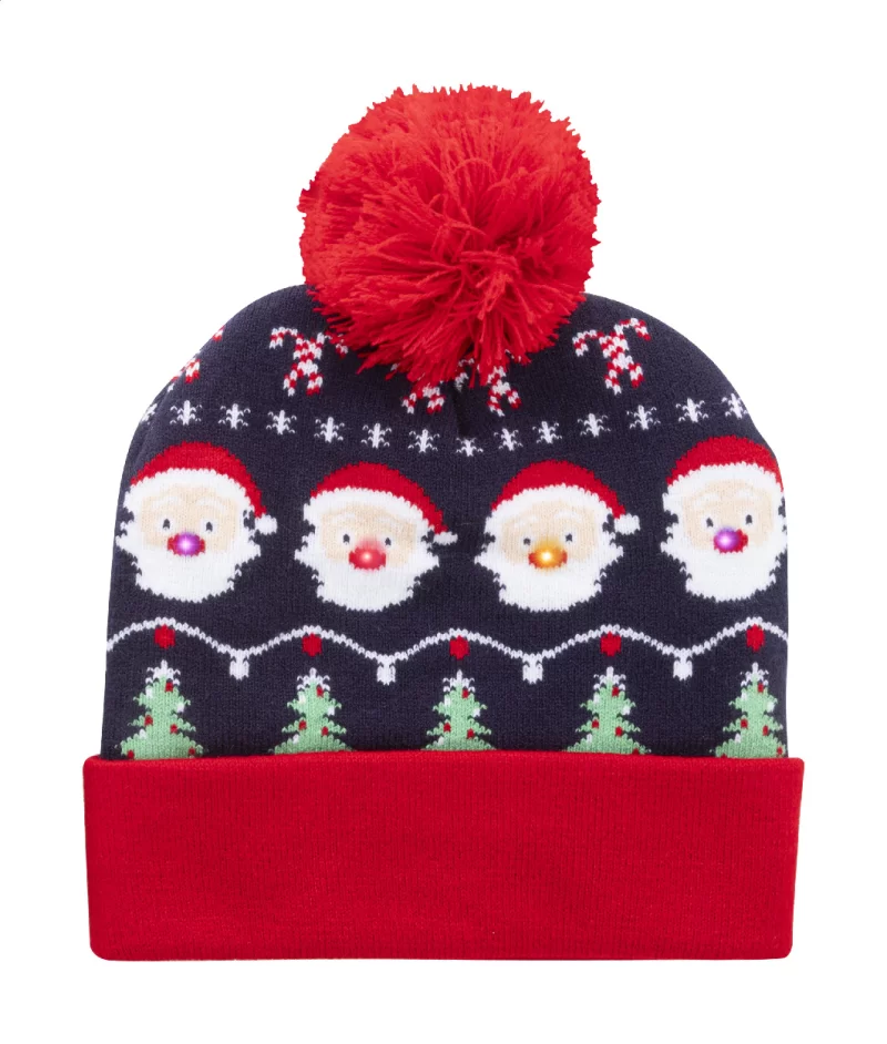 Vánoční LED zimní čepice, Santa Claus vícebarevná s potiskem loga