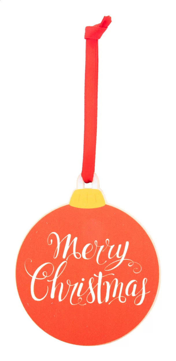 vánoční ozdoba, Merry Christmas červená s potiskem loga