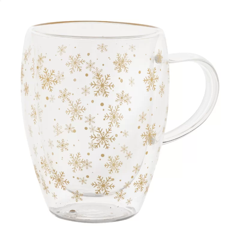 vánoční skleněný termohrnek průhledná s potiskem loga