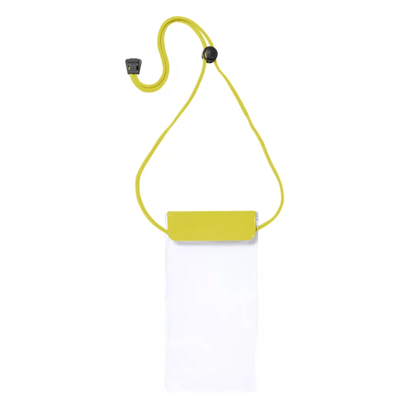 voděodolný obal na mobil žlutá s potiskem loga