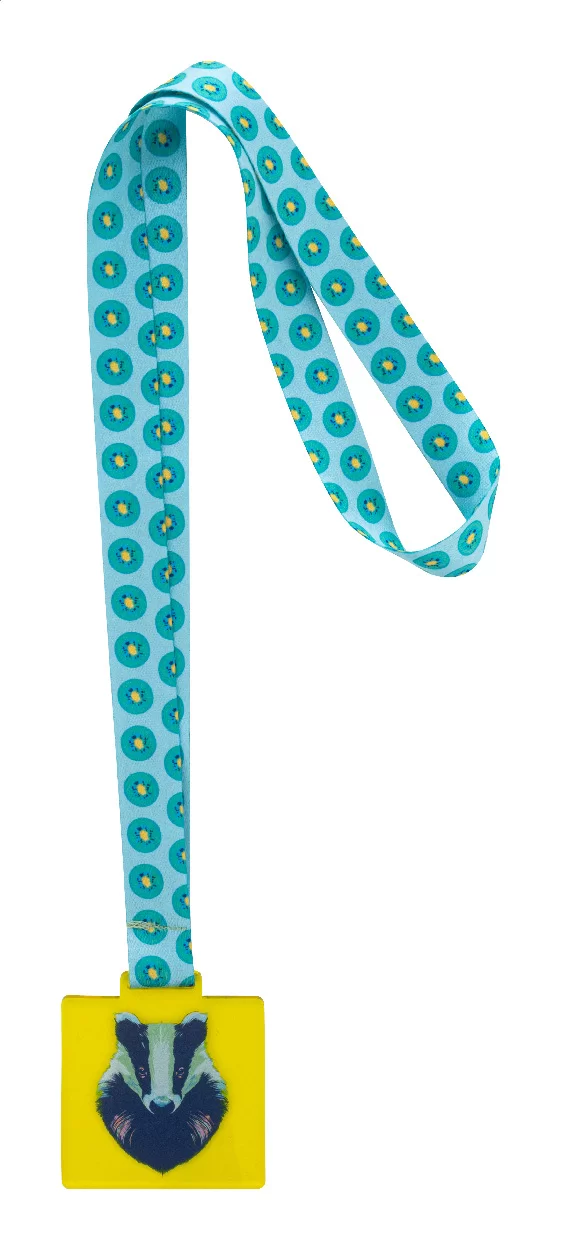 zakázková medaile průhledná žlutá s potiskem loga