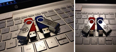 otočný reklamní USB flash disk a ukázka tmavého laseru z ČR - Pro rychlé dodání bývají obvykle skladem 4GB, 8GB a 16GB s černým, modrým, červe...