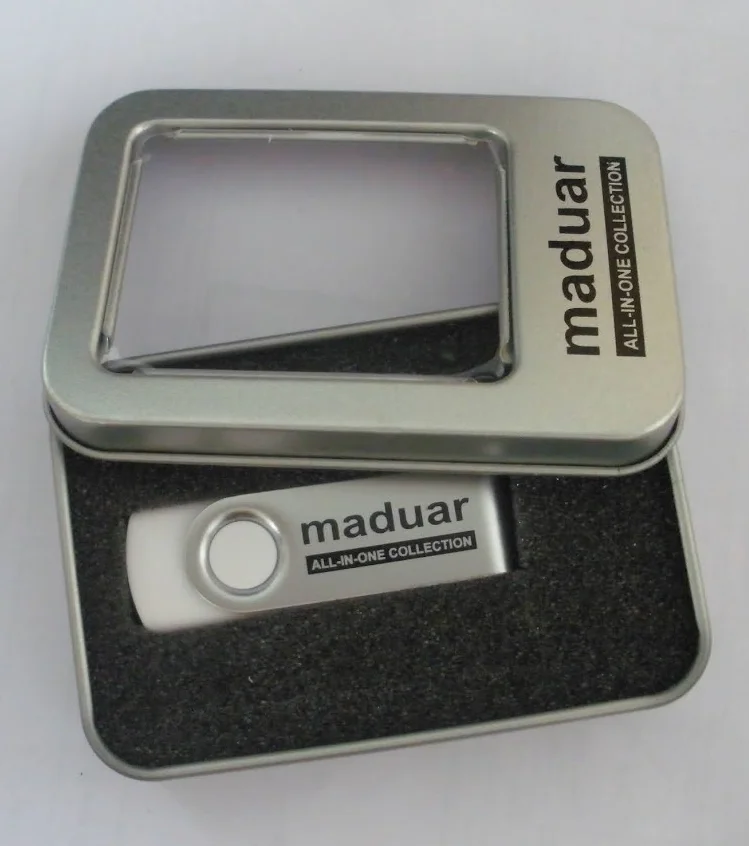 Reklamní flash disk s potiskem a kovová krabička s okénkem - Ukázka zakázkového flash disku KG241 se zakázkovým potiskem. Otočné reklamní fla...