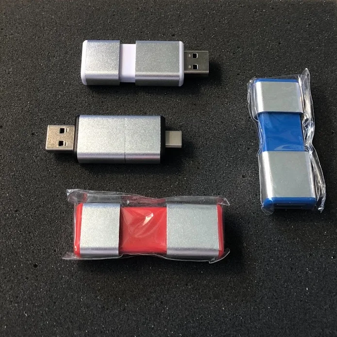 USB+USBC flash disky s výsuvnou krytkou pro reklamní gravírování laserem